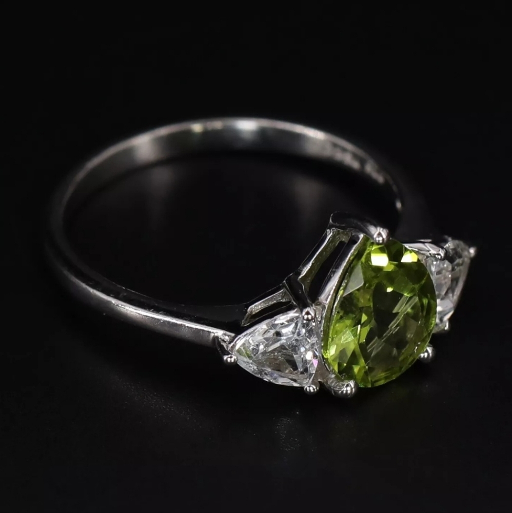 Sterling Silver 925 TGGC GENUINE GEMSTONE CO Sapphire & Peridot Ring Size 9.5